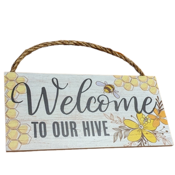 Wincraft Other - Wincraft Bee & Flower Welcome to Our Hive Wooden Sign with Jute Rope Han…